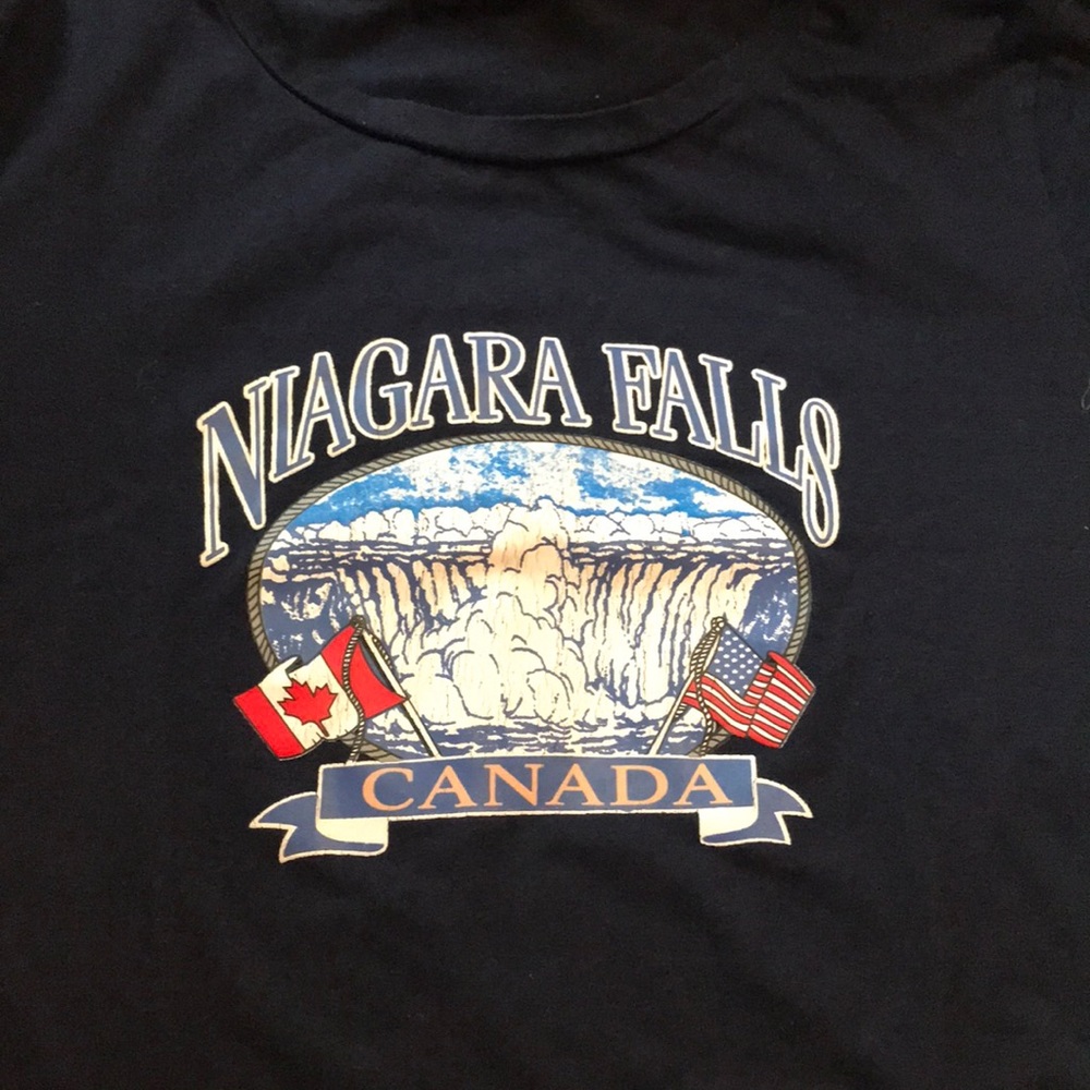 SHEIN navy blue- “Niagara Falls cropped tee